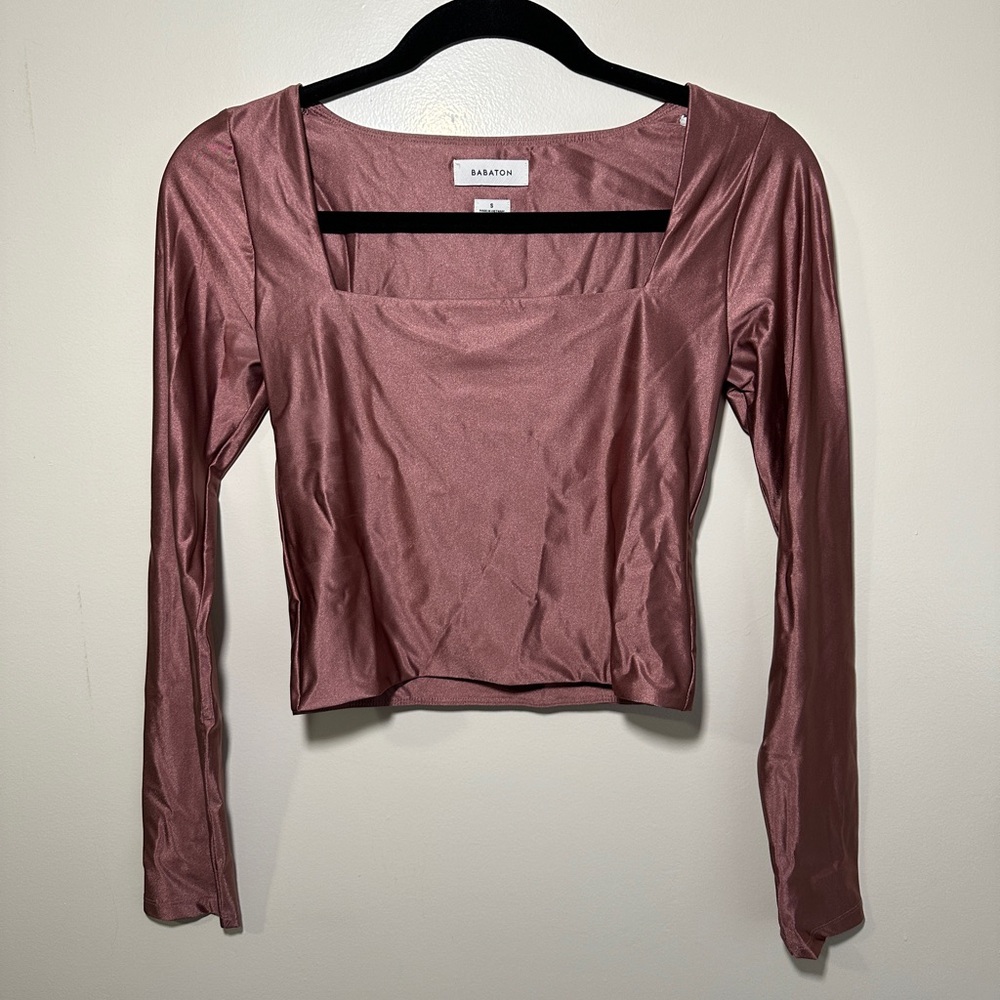 Aritzia Babaton Satinette Squareneck long-sleeve size small